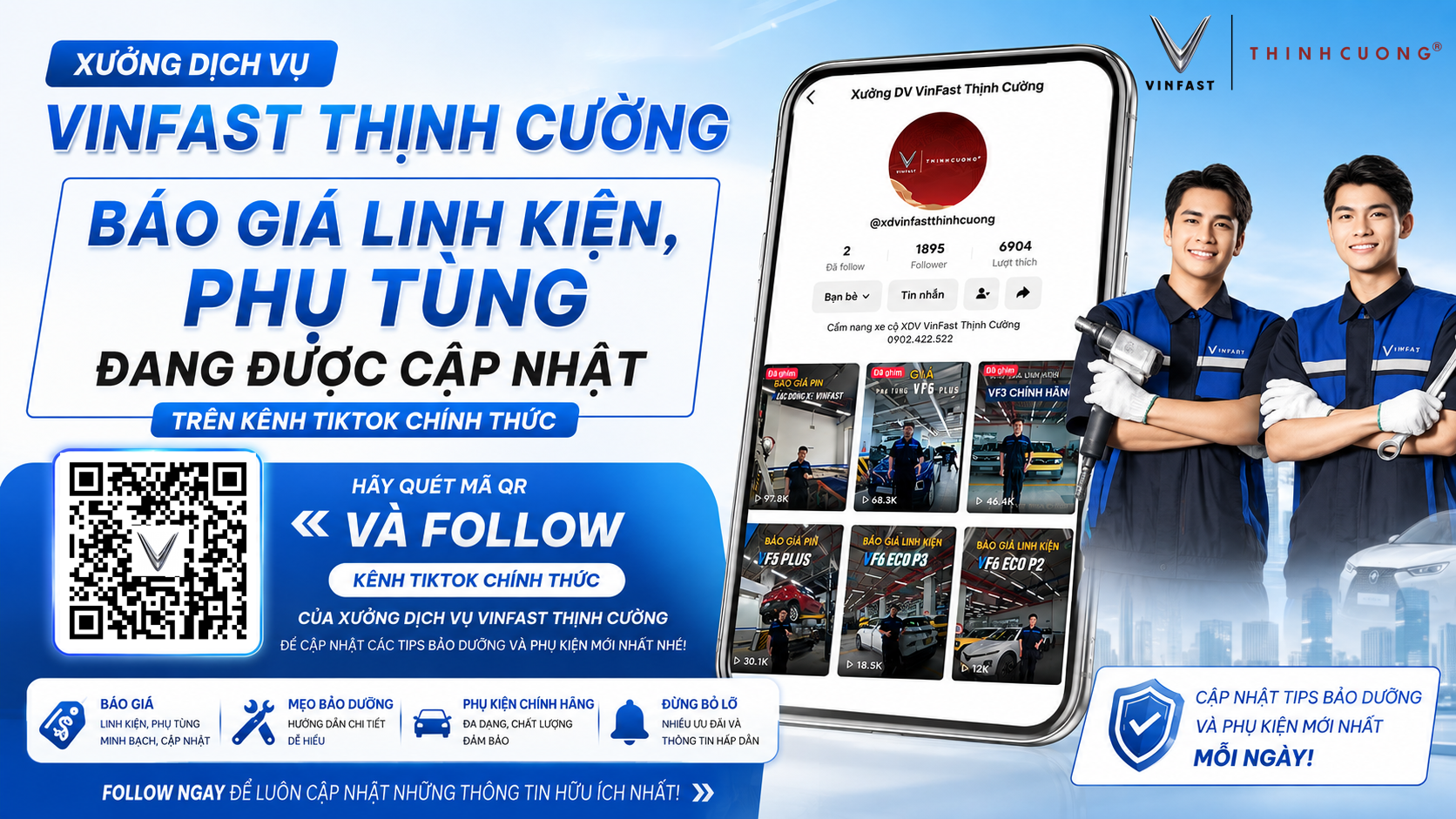 Tiktok xưởng dịch vụ Vinfast Thịnh Cường