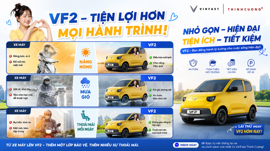 VinFast VF2 – Nhỏ Gọn, Tiện Lợi Cho Mọi Hành Trình
